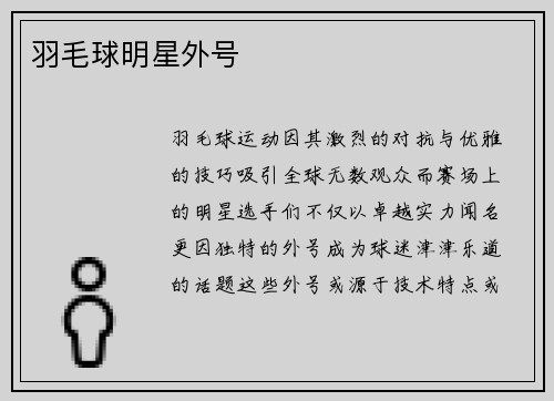 羽毛球明星外号