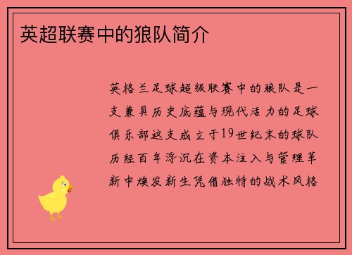 英超联赛中的狼队简介